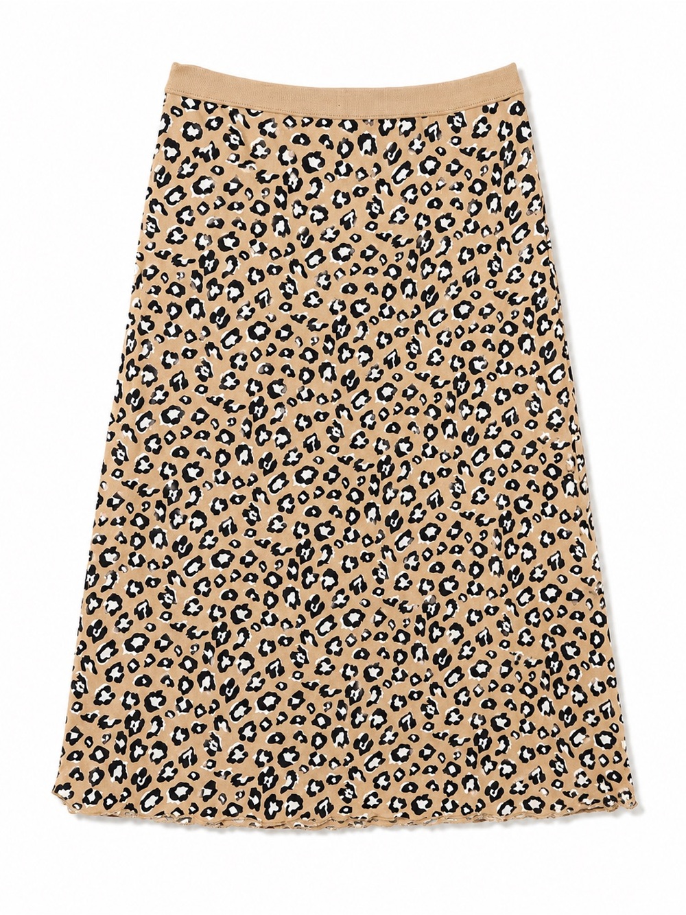 Leopard Print Midi Skirt in Tan